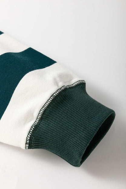 White Stripe Colorblock Sleeve Exposed Seam -2-Piece Sweatshirt