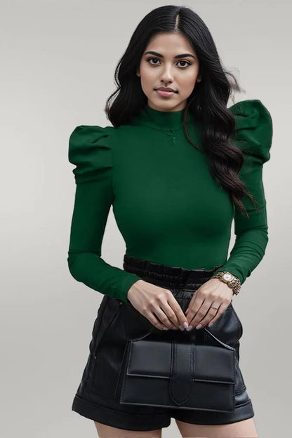 Mock Neck Puff Sleeve Bodysuit