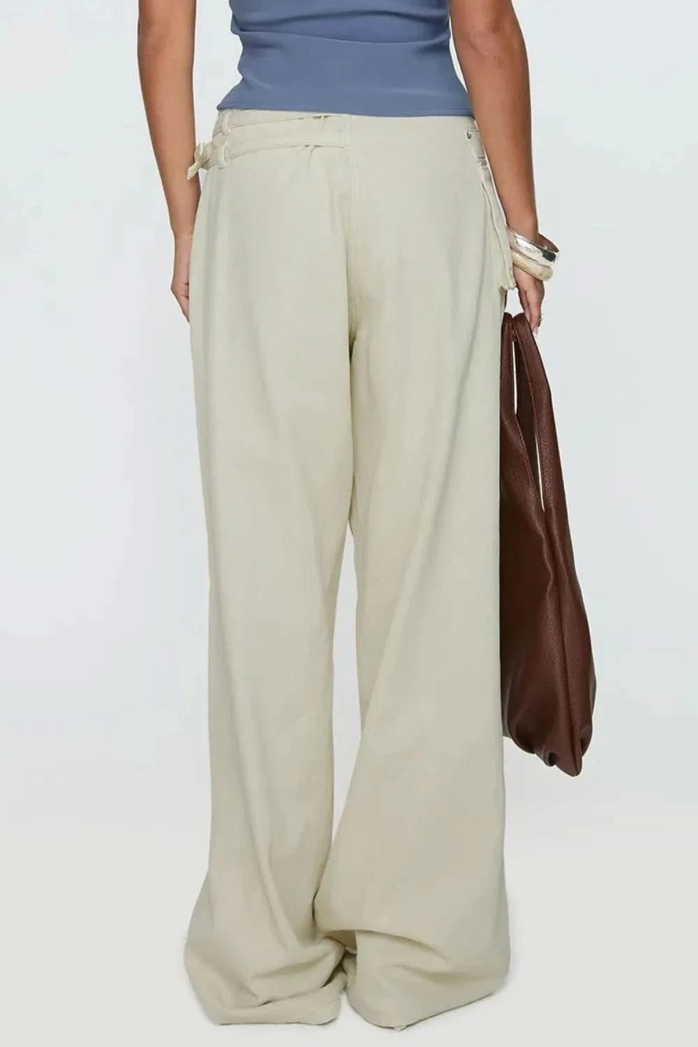 Wide Leg Jeans with Pockets Cream
