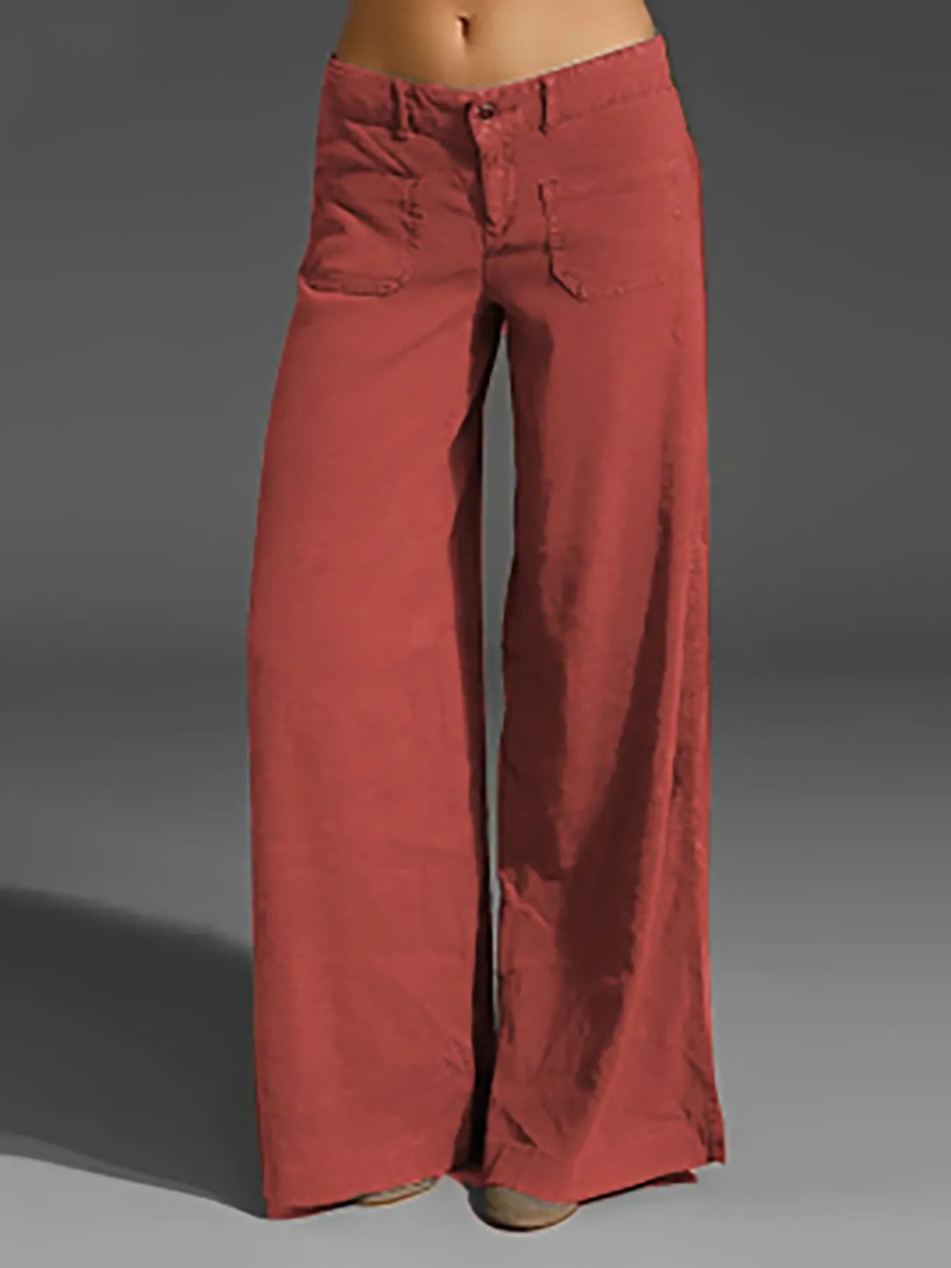 Full Size Wide Leg Pants with Pockets Orange Red