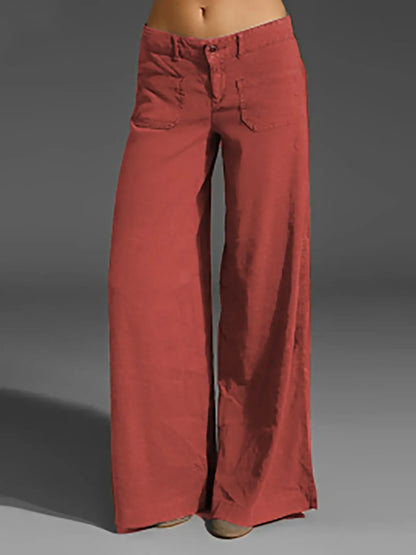 Full Size Wide Leg Pants with Pockets Orange Red