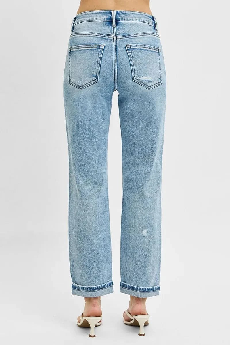RISEN Full Size High Rise Ankle Boyfriend Distressed Jeans