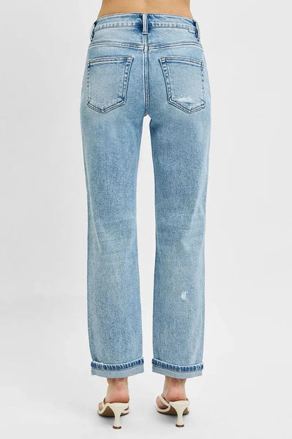RISEN Full Size High Rise Ankle Boyfriend Distressed Jeans