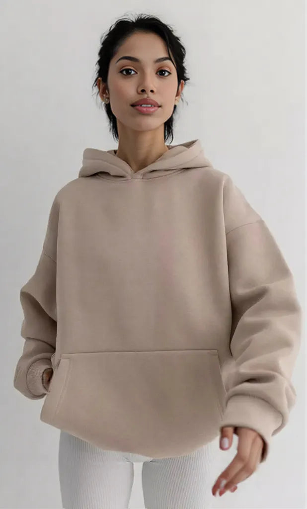 Kangaroo Pocket Long Sleeve Hoodie Dust Storm