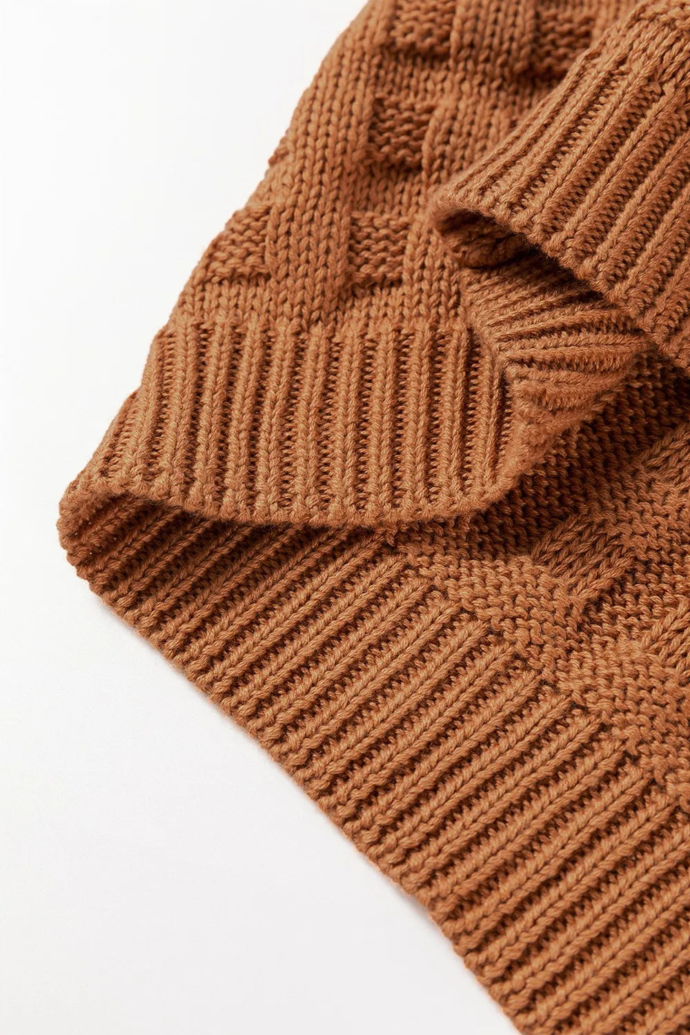 Textured Pattern Round Neck Sweater Vest Caramel