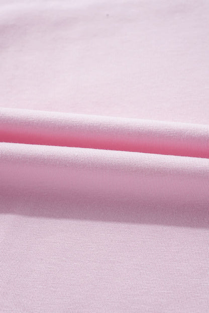 Pink Color Block Patchwork Seamed Crewneck T Shirt