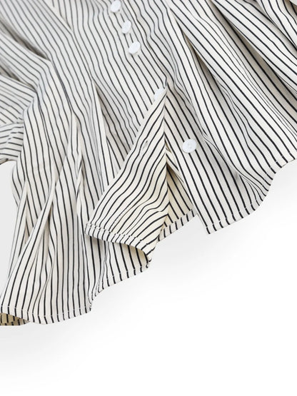 Striped Short Sleeve Button-Up Shirt Light Gray
