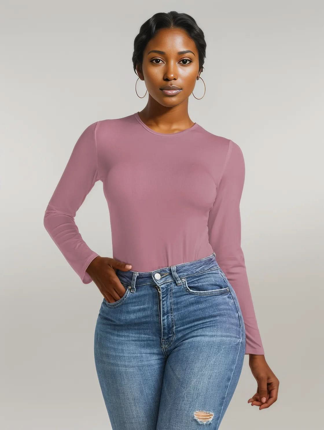 Round Neck Long Sleeve Bodysuit