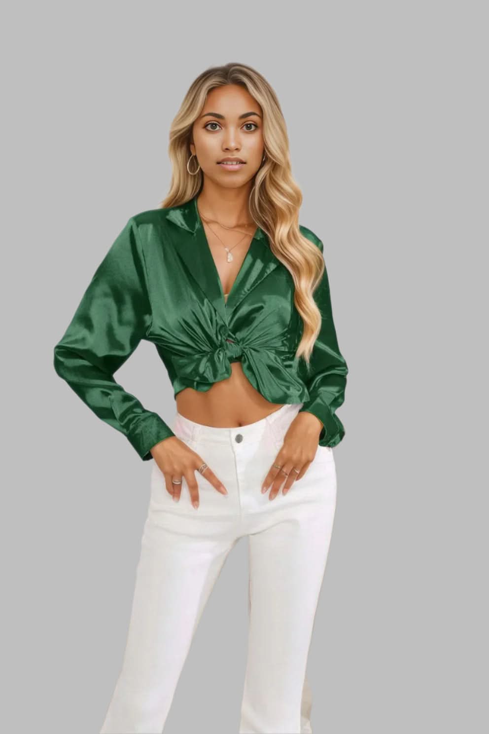 Lapel Collar Button Up Long Sleeve Shirt