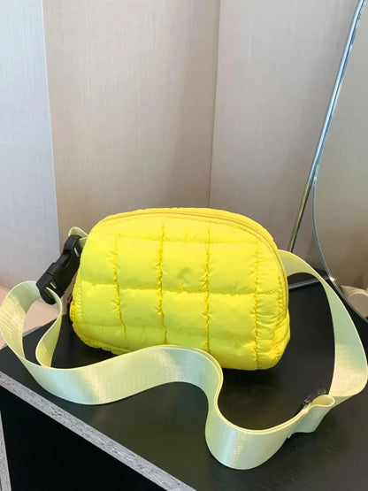 Bubble Texture Adjustable Strap Crossbody Bag Yellow One Size