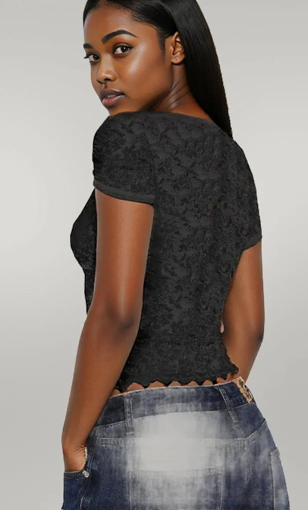 Lace Short Sleeve T-Shirt