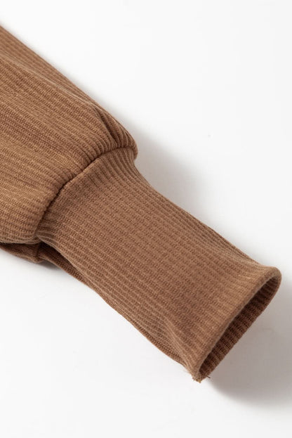 Apricot Ribbed Balloon Sleeve Bodysuit