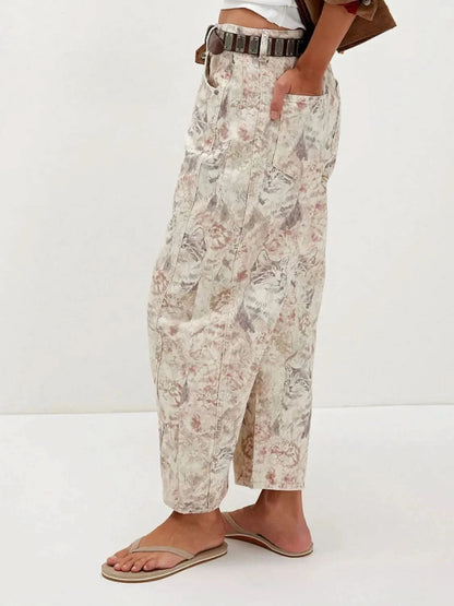 Printed Wide Leg Jeans