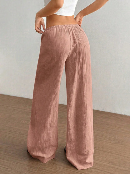 Drawstring Wide-Leg Casual Pants