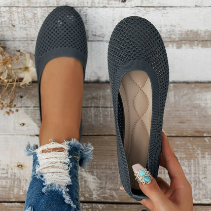Solid Color Mesh Flat Slip-Ons Dark Gray