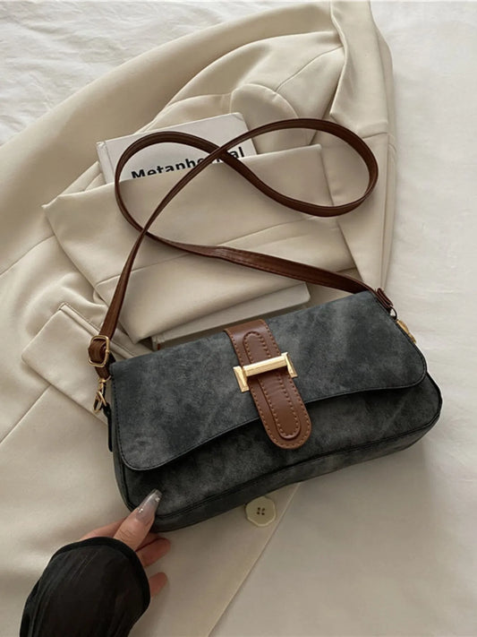 Leather Buckle Strap Crossbody Bag