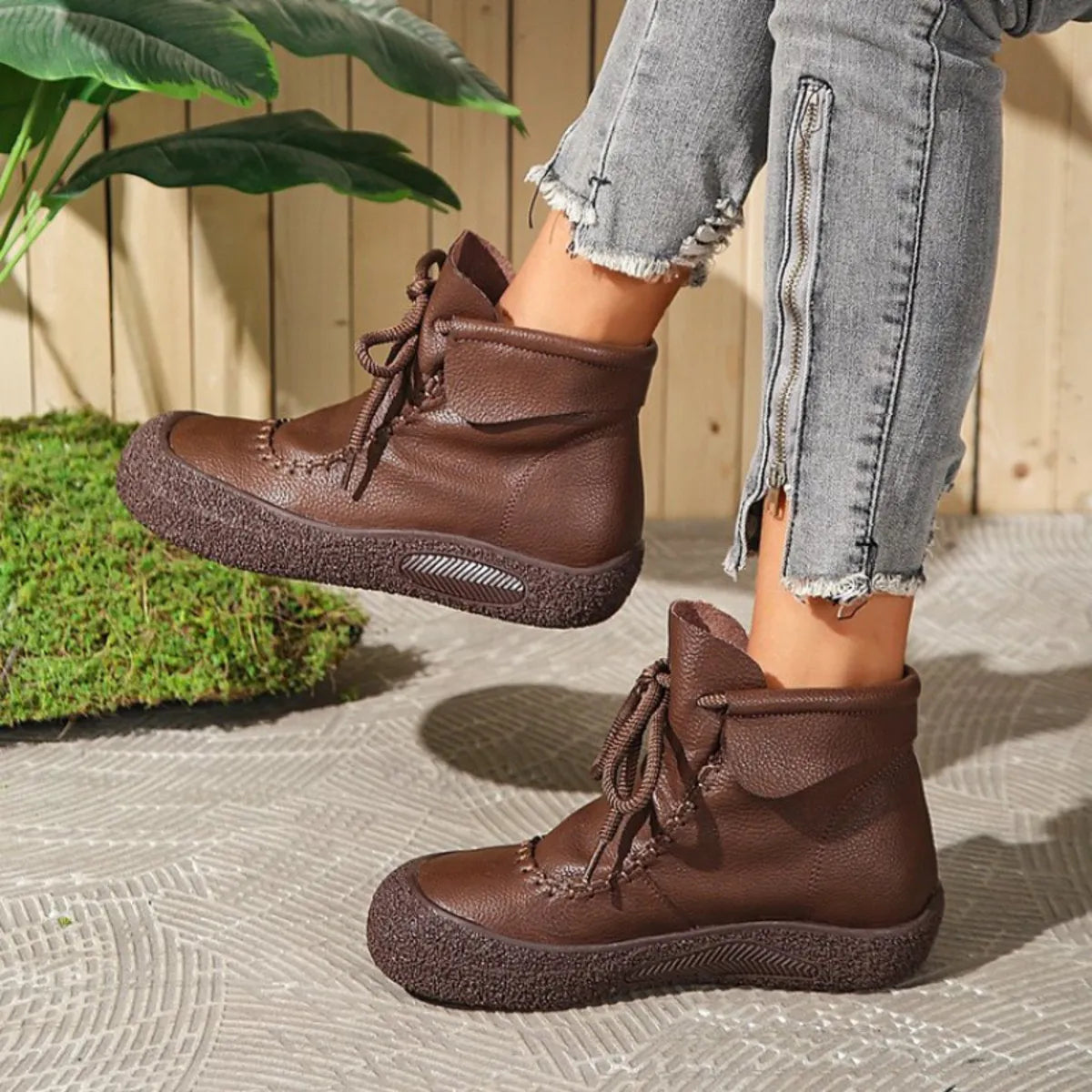Lace-Up Platform Ankle Boots