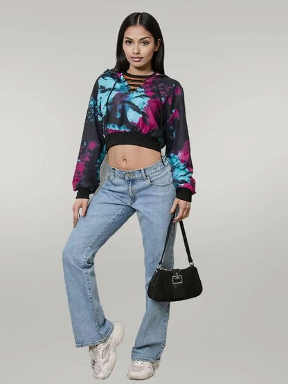 Tie-Dye Lace-Up Hoodie