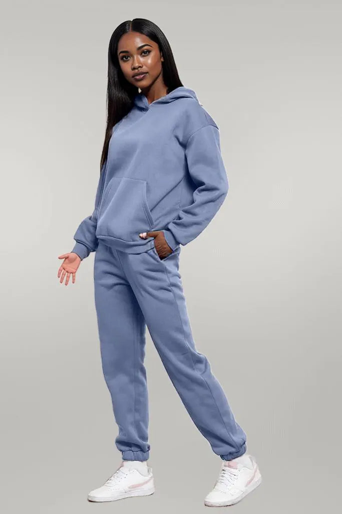 Drop Shoulder Long Sleeve Hoodie and Pants Set