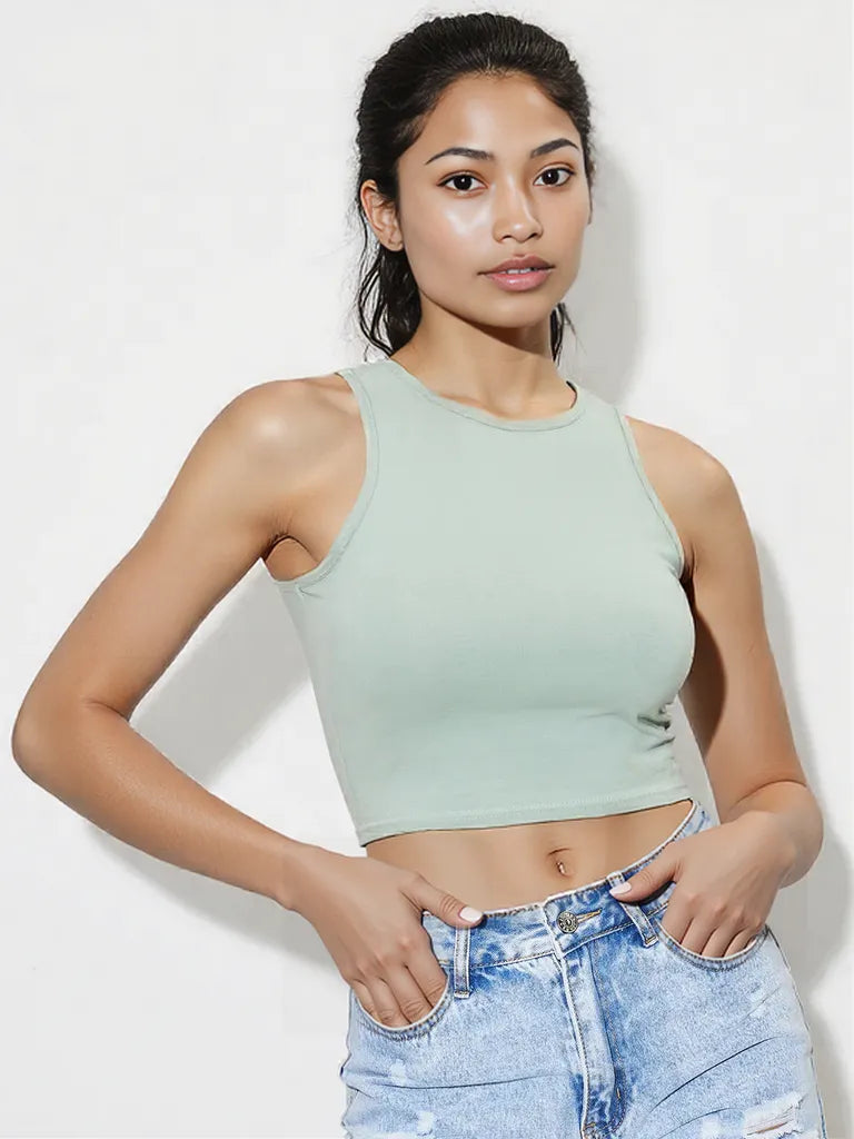 Round Neck Cropped Tank