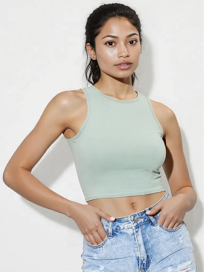 Round Neck Cropped Tank