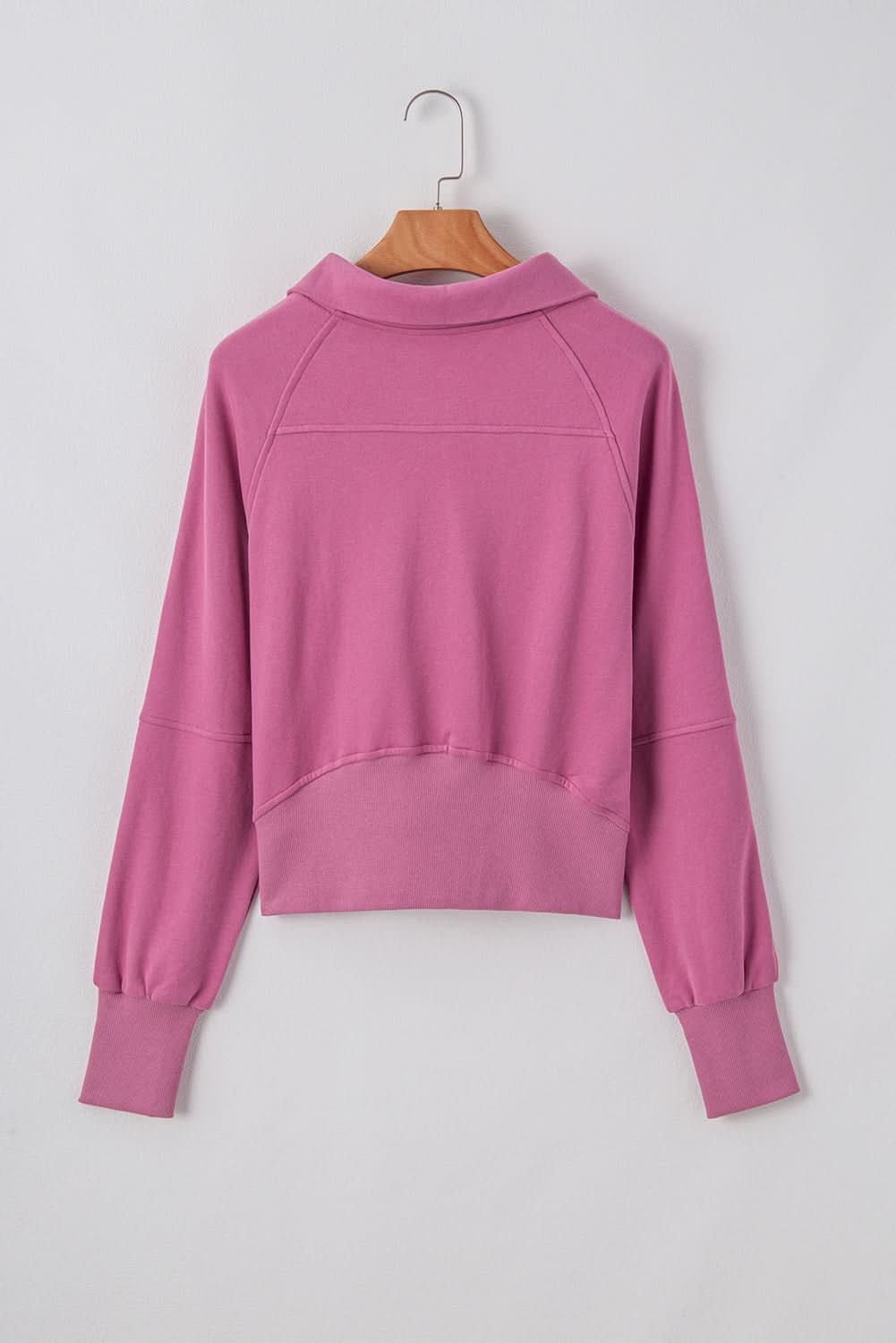 Black Quarter Zip Stand Neck Kangaroo Pocket Sweatshirt