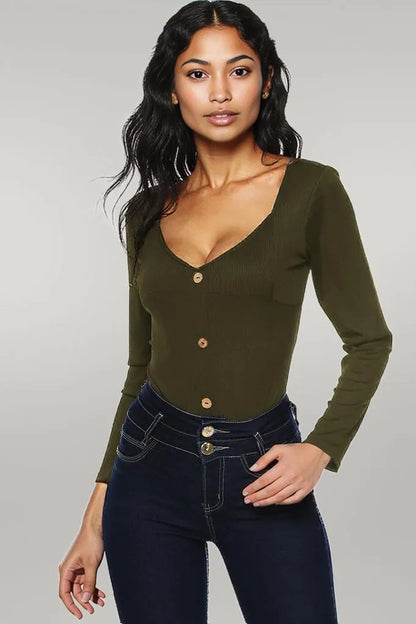 Button Detail Bodysuit