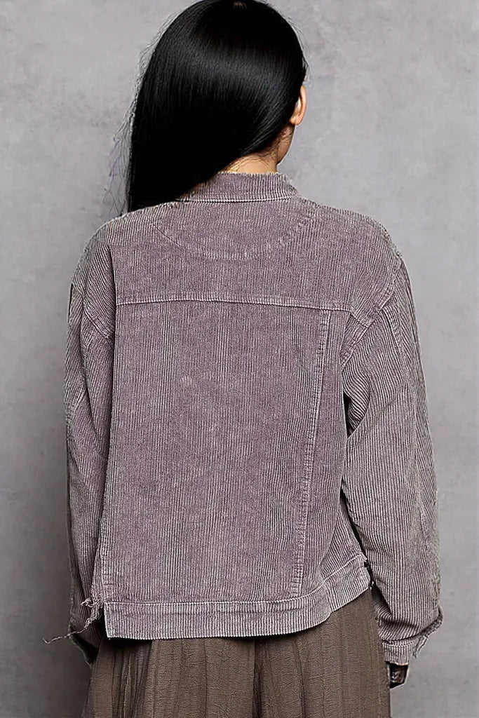POL Button Down Corduroy Trucker Jacket Lilac