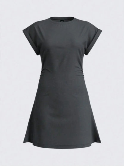 Round Neck Short Sleeve Mini Tee Dress