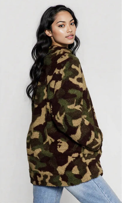 Camouflage Zip Up Oversized Jacket