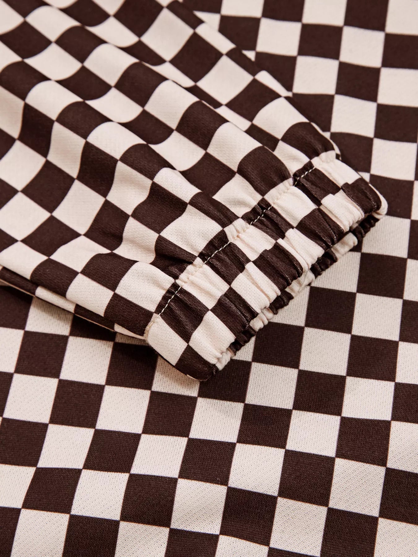 Checkered Drawstring Hoodie and Pants Set Plaid