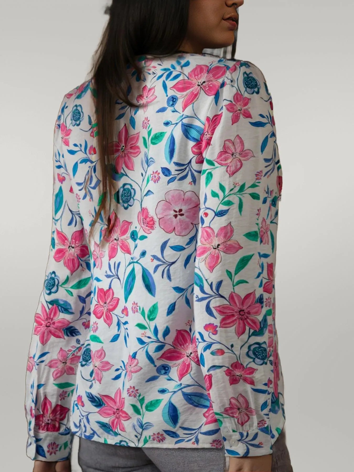 Button Down Floral Long Sleeve Shirt Floral