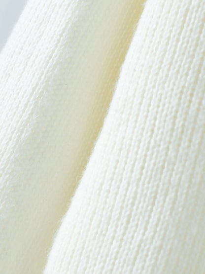 Ribbed Knit Boat Neck Sweater White