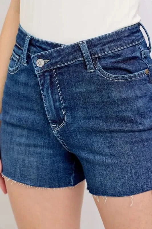 Judy Blue Full Size High Waist Criss-Cross Waistband Denim Shorts