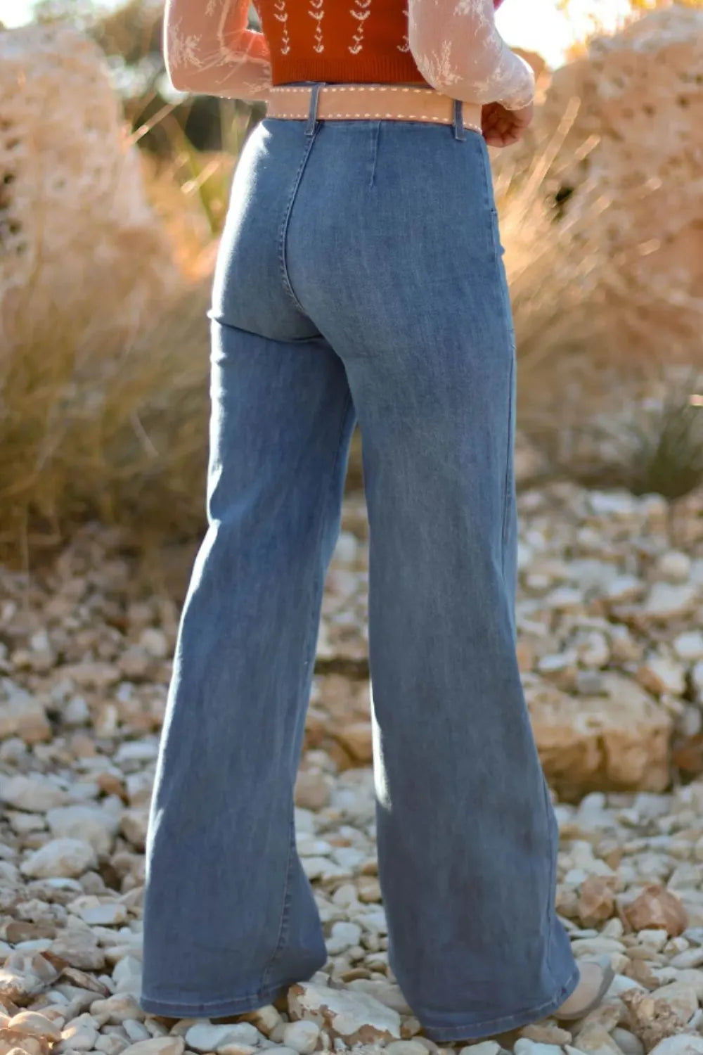 High-Waisted Wide-Leg Button-Front Jeans Medium