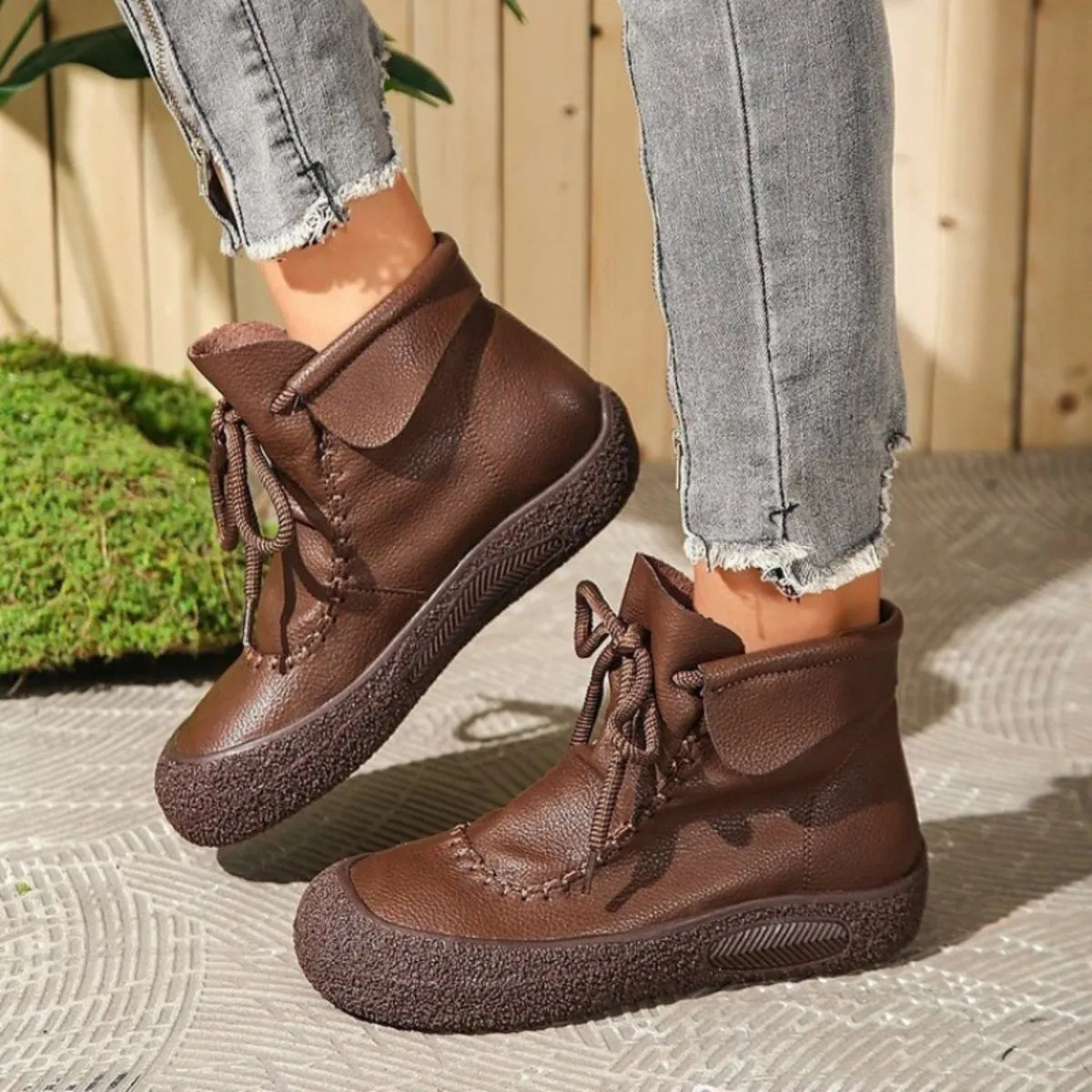Lace-Up Platform Ankle Boots