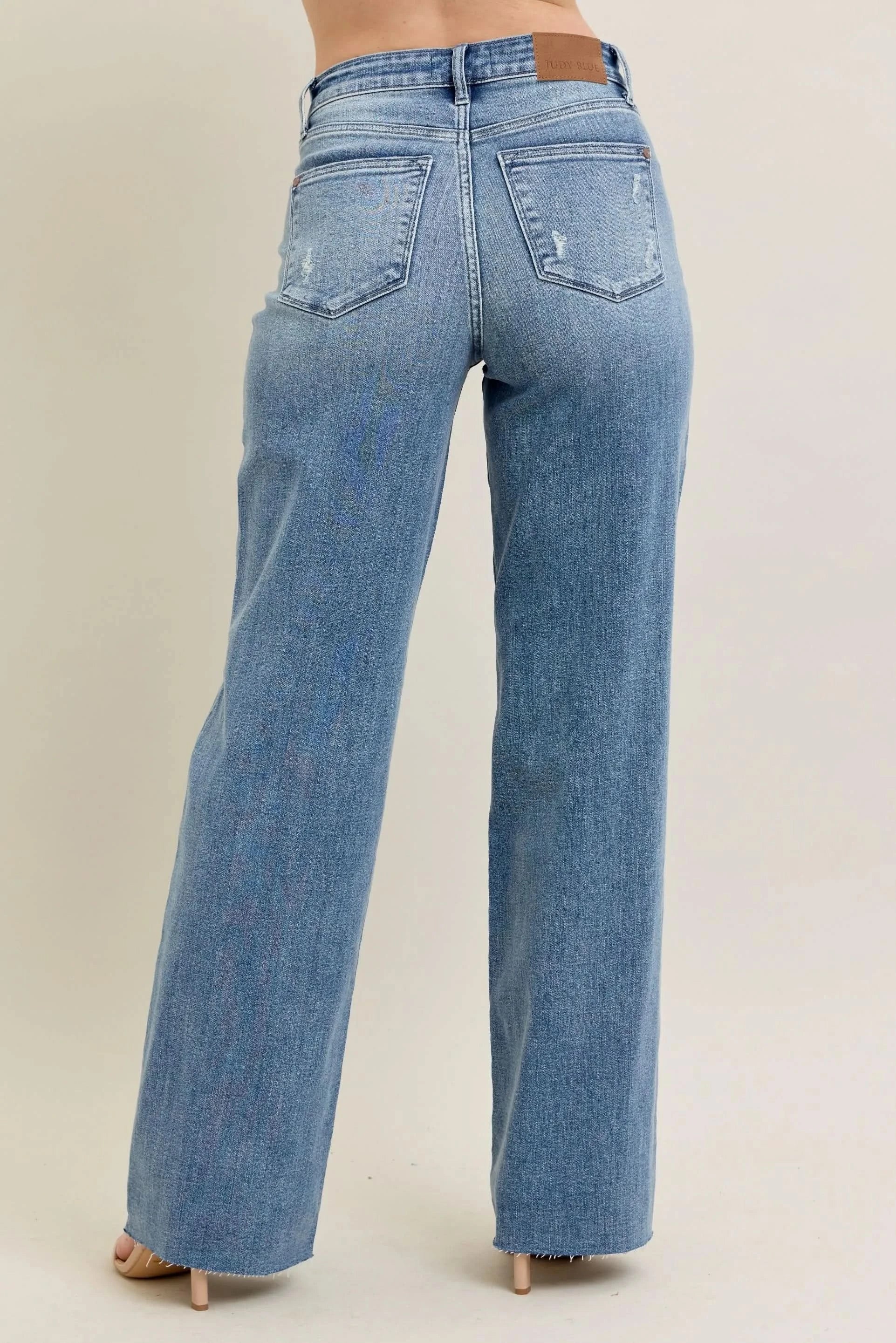 Judy Blue Full Size V - Front Baggy Jeans MD