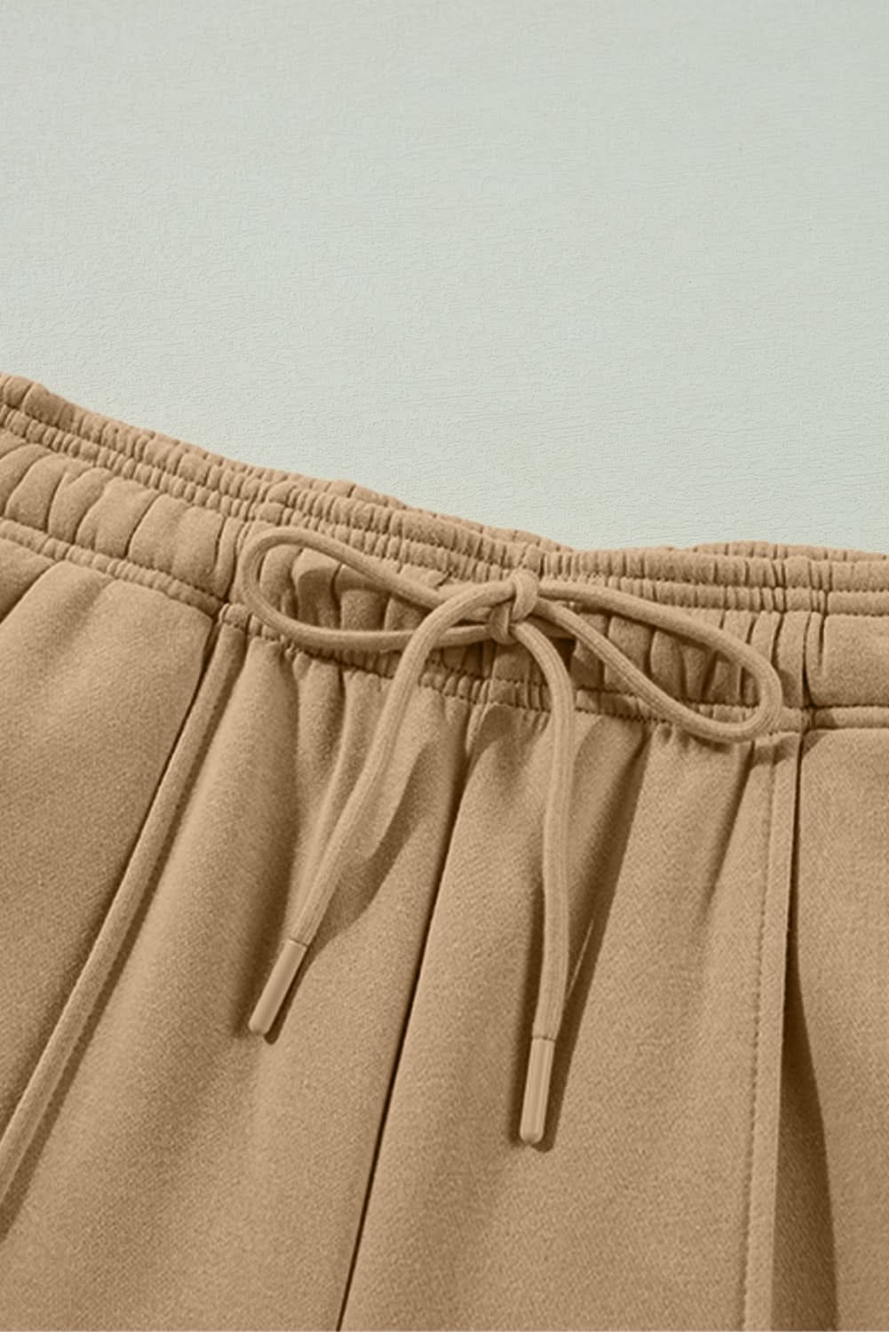 Smoke Gray Exposed Seam Drawstring High Waist Wide Leg Pants Smoke Gray 50%Polyester+50%Cotton