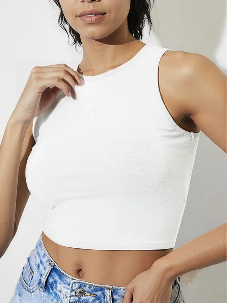 Round Neck Cropped Tank