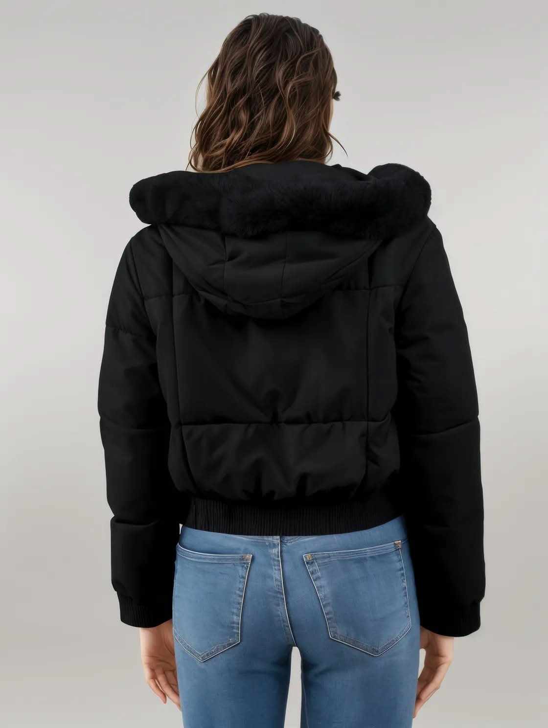 Pocketed Long Sleeve Cropped Hooded Winter Coat