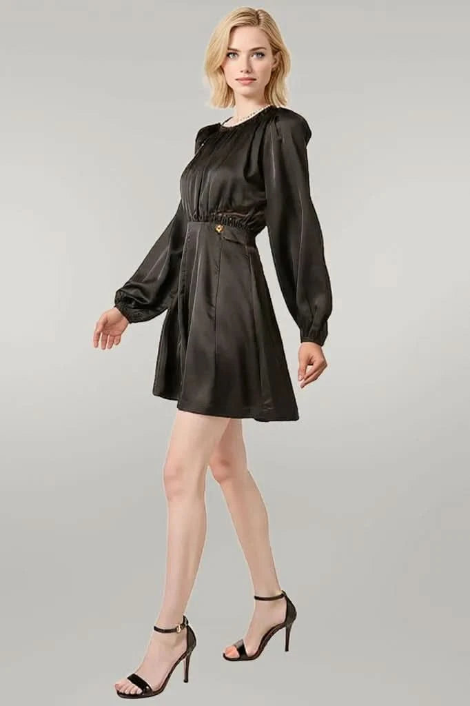 Mittoshop Satin Side Cutout Detail Mini Dress