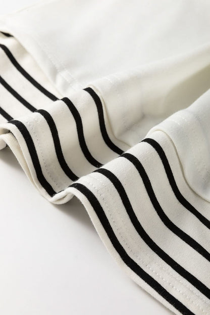 White Stripe Colorblock Sleeve Exposed Seam -2-Piece Sweatshirt