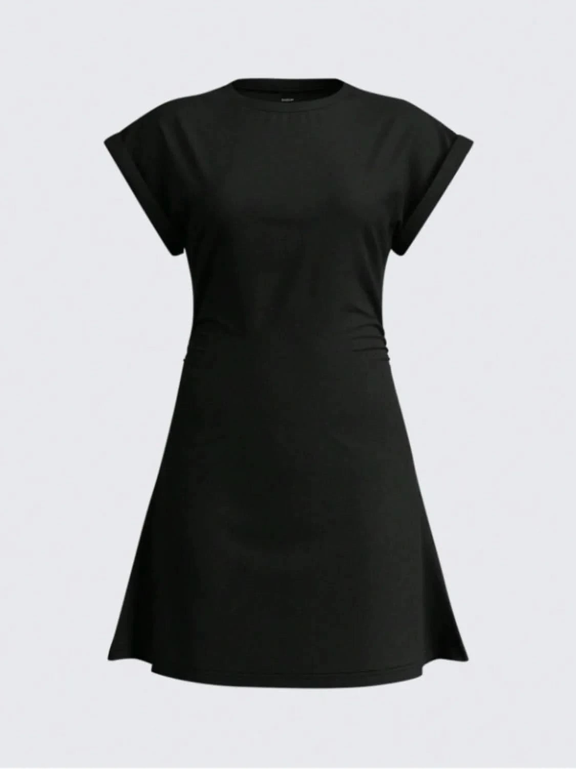 Round Neck Short Sleeve Mini Tee Dress