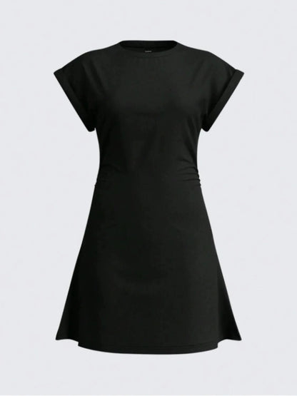 Round Neck Short Sleeve Mini Tee Dress