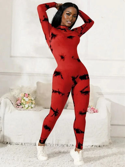 Scoop Neck Long Sleeve Active Jumpsuit