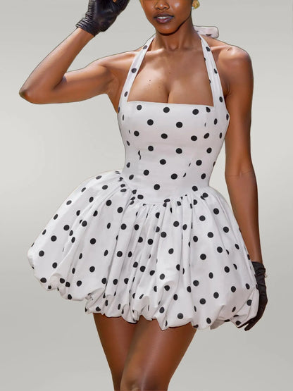 Polka Dot Halter Neck Mini Dress