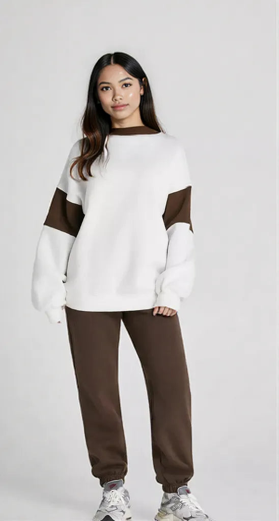Drop Shoulder Loose Sweatshirt and Joggers Active Set