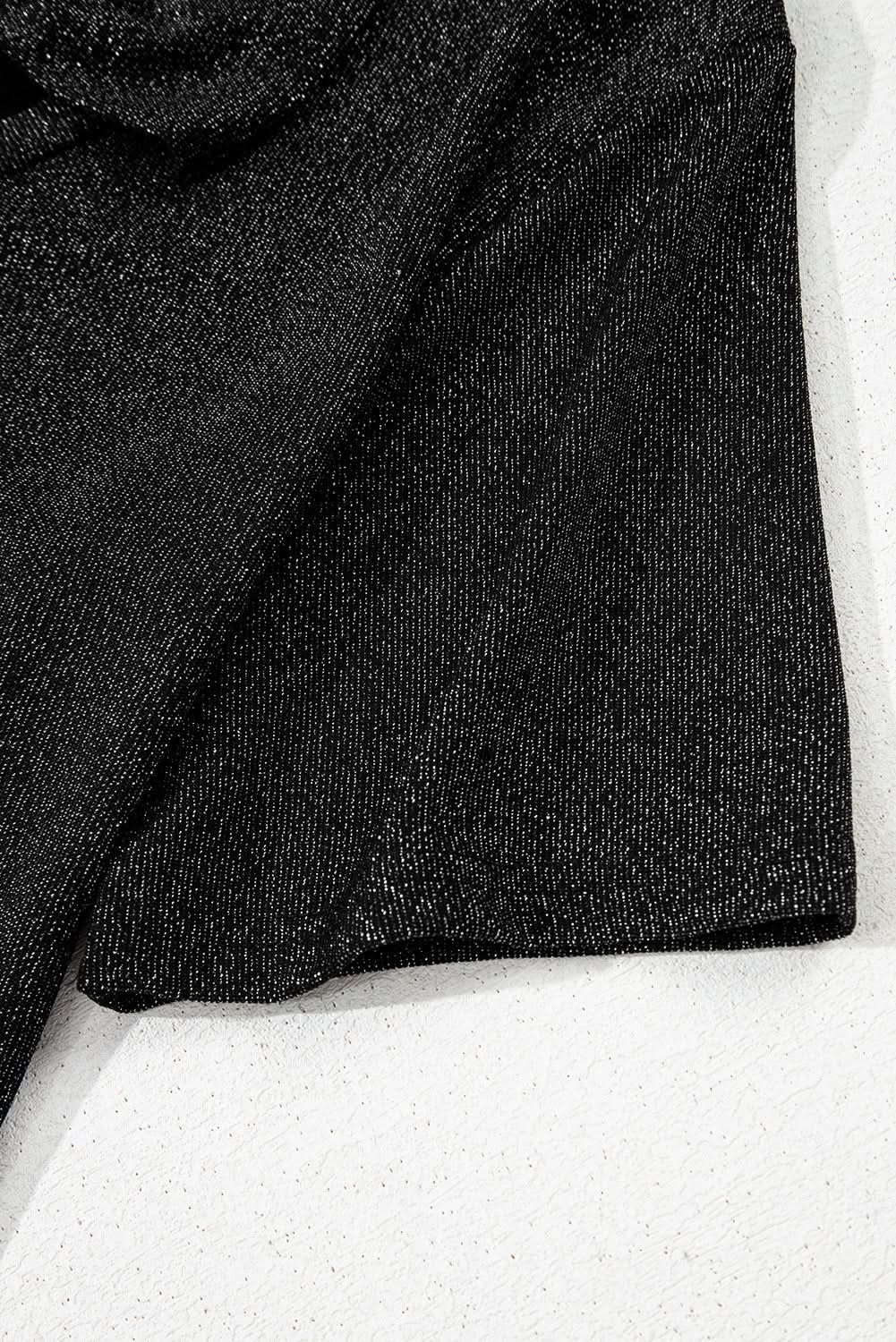 Black Bow Decor Glittery Short Sleeve Top Black 71.5%Polyamide+23.9%Metallized fibres+4.6%Elastane