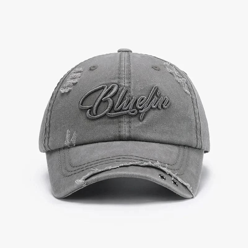 Embroidered Letter Cotton Baseball Cap Gray One Size