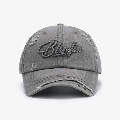 Embroidered Letter Cotton Baseball Cap Gray One Size